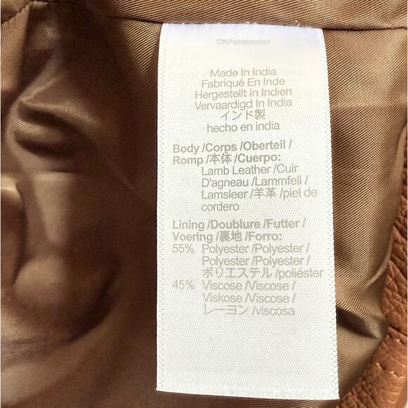 Madewell Brown Lamb Leather Cropped Zip Jacket Women’s Small Collared Moto NWT - Picture 6 of 6